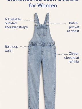Old Navy stonewashed Light Blue Denim Overalls women’s size 14